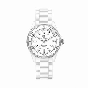 TAG Heuer Aquaracer Quartz Analog Date Diamond Bezel White Ceramic Watch# WAY1396.BH0717 (Women Watch)