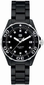 TAG Heuer Aquaracer Quartz Diamond Hour Markers Black Ceramic Watch# WAY1397.BH0743 (Women Watch)