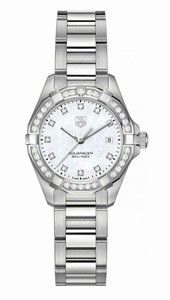 TAG Heuer Aquaracer Quartz 11 Diamonds Dial Date Stainless Steel Watch #WAY1414.BA0920(Women Watch)