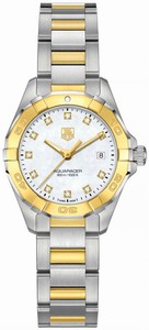TAG Heuer Aquaracer Quartz 11 Diamonds Dial Date Stainless Steel and Gold Watch #WAY1451.BD0922 (Women Watch)