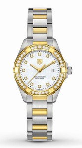 TAG Heuer Aquaracer Quartz 11 Diamonds Dial Date Stainless Steel and Gold Watch #WAY1453.BD0922 (Women Watch)