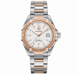 TAG Heuer Aquaracer Automatic Calibre 5 Date Polished Stainless Steel and Rose Gold Watch# WAY2150.BD0911 (Men Watch)