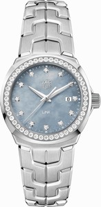 TAG Heuer Link Quartz Blue Mother of Pearl Diamond Dial Diamond Bezel Stainless Steel Watch# WBC1319.BA0600 (Women Watch)