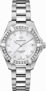 TAG Heuer Aquaracer Quartz Diamond Hour Markers Diamond Bezel Stainless Steel Watch# WBD1315.BA0740 (Women Watch)