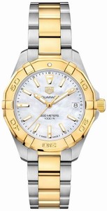 TAG Heuer Aquaracer Quartz Mother of Pearl Dial 18k Yellow Gold and Stainless Steel Bracelet Watch# WBD1320.BB0320 (Women Watch)