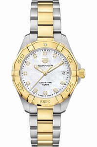 TAG Heuer Aquaracer Quartz Diamond Hour Markers Stainless Steel and 18k Yellow Gold Bracelet Watch# WBD1322.BB0320 (Women Watch)