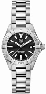 TAG Heuer Aquaracer Quartz Black Dial Date Stainless Steel Watch# WBD1410.BA0741 (Women Watch)