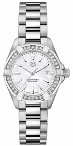 TAG Heuer Aquaracer Quartz Mother of Pearl Dial Diamond Bezel Stainless Steel Watch# WBD1413.BA0741 (Women Watch)