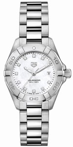 TAG Heuer Aquaracer Quartz Mother of Pearl Diamond Hour Markers Dial Stainless Steel Watch# WBD1414.BA0741 (Women Watch)