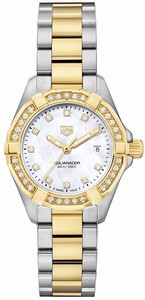 TAG Heuer Aquaracer Quartz Diamond Hour Markers Diamond Bezel 18k Yellow Gold and Stainless Steel Watch# WBD1423.BB0321 (Women Watch)