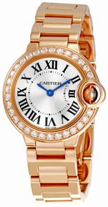 Cartier Calibre 057 Quartz Polished 18k Rose Gold Silver Opaline With Roman Numerals Dial Polished 18k Rose Gold Band Watch #WE9002Z3 (Women Watch)