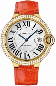 Cartier Automatic 18kt Yellow Gold Silver Dial Alligator/crocodile Leather Band Watch #WE900751 (Men Watch)