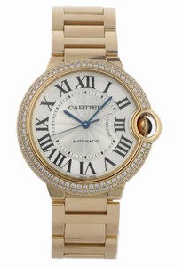 Cartier Calibre 049 Automatic Polished 18k Rose Gold Silver Opaline With Roman Numerals Dial Polished 18k Rose Gold Band Watch #WE9008Z3 (Men Watch)