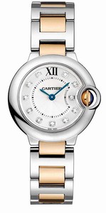 Cartier Calibre 057 Quartz Polished Stainless Steel Silver With Diamond Hour Markers Dial 18kt Rose Gold With Stainless Steel Polished Band Watch #WE902030 (Women Watch)