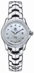 TAG Heuer Link White Mother of Pearl Diamond Dial Diamond Bezel Stainless Steel Watch # WJF1319.BA0572 (Women Watch)