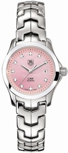 TAG Heuer Link Quartz Pink Mother of Pearl Diamond Dial Stainless Steel Watch # WJF131B.BA0572 (Women Watch)