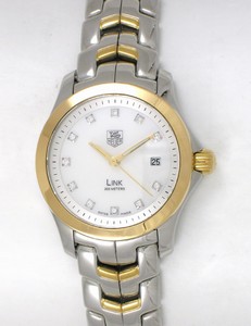 TAG Heuer Link White Mother of Pearl Diamond Dial Stainless Steel and 18ct Gold Watch # WJF1353.BB0581 (Women Watch)