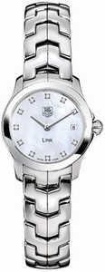 TAG Heuer Link Quartz Mother of Pearl Diamond Dial Date Stainless Steel Watch # WJF1414.BA0589 (Women Watch)