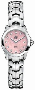 TAG Heuer Link Quartz Pink Mother of Pearl Diamond Dial Stainless Steel Watch # WJF1415.BA0589 (Women Watch)