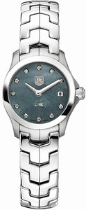 TAG Heuer Link Quartz Blue Mother of Pearl Diamond Dial Date Stainless Steel Watch # WJF1416.BA0589 (Women Watch)