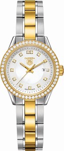 TAG Heuer Carrera Diamonds Quartz Mother of Pearl Diamond Dial Diamond Bezel 18K Yellow Gold and Stainless Steel Watch #WV1451.BD0797 (Women Watch)