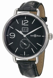 Bell & Ross Automatic Black Dial Black Crocodile Leather Band Watch #WW1-90-Grande-Date-and-Reserve-de-Marche (Men Watch)