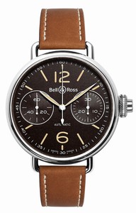 Bell & Ross Automatic Brown Dial Brown Calfskin Leather Band Watch #WW1-Chronograph-Monopoussoir-Heritage (Men Watch)