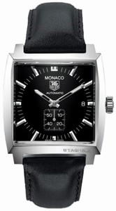 TAG Heuer Automatic Brushed And Polished Stainless Steel Black With Seconds At 6 Dial Black Leather Band Watch #WW2110.FC6171 (Men Watch)