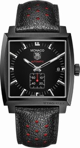TAG Heuer Monaco Automatic Calibre 6 Black Dial Date Leather Watch #WW2119.FC6338 (Men Watch)